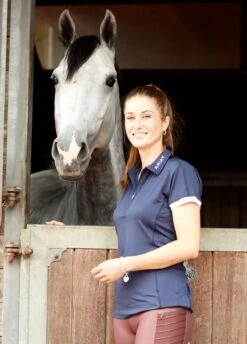 Ariat Bandera 1/4 Zip Polo Shirt - Navy -Equestrian Sale Store ariat bandera navy 3rdy