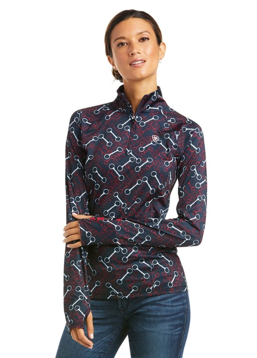 Ariat Womens Lowell 2.0 1/4 Zip Base Layer - Team Print 3 Ariat Womens Lowell 2.0 1/4 Zip Base Layer - Team Print