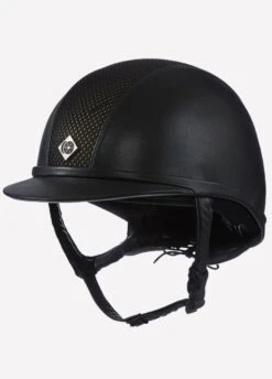Charles Owen AYR8 PLUS Leather Look Riding Hat - Black/Black