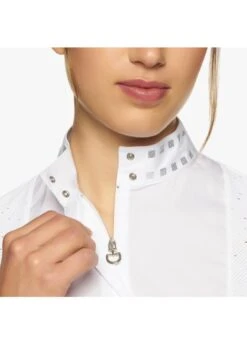 Cavalleria Toscana Micro Sequins Competition Shirt - White -Equestrian Sale Store cavalleria toscana miro sequins shirt white 4rdy