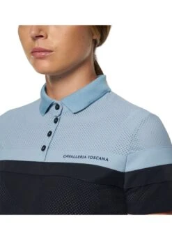 Cavalleria Toscana Perforated Polo Shirt - Navy/Sky Blue -Equestrian Sale Store cavalleria toscana perforated polo navy sky 4rdy