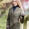 Equetech Ladies Claydon Tweed Riding Jacket - Green -Equestrian Sale Store claydon1rdy