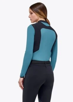 Cavalleria Toscana Lightweight Performance Piqué Polo - Sea Blue -Equestrian Sale Store ct lw pique polo blue 3rdy