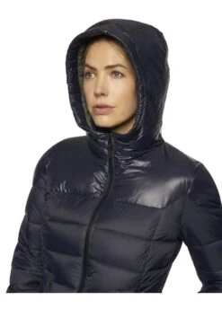 Cavalleria Toscana Shiny/Matte Nylon Hooded Puffer - Navy -Equestrian Sale Store ctpuffernavy3rdy