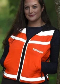Equisafety HiViz Waistcoat - Red/Orange