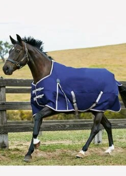 Weatherbeeta Comfitec Essential Standard Lite Plus Turnout - Navy/Silver/Red