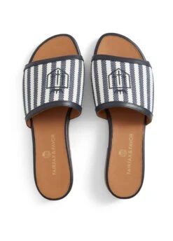 Fairfax & Favor Heacham Sandal - Navy Stripe -Equestrian Sale Store ff heacham navy stripe 3rdy