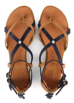 Fairfax & Favor Brancaster Sandal - Tan/Navy -Equestrian Sale Store ffbrancastertannavy4rdy