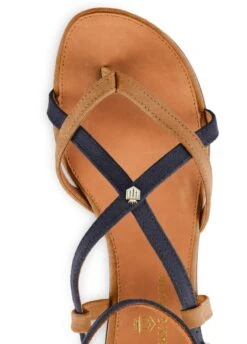 Fairfax & Favor Brancaster Sandal - Tan/Navy -Equestrian Sale Store ffbrancastertannavy5rdy