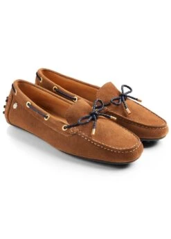 Fairfax & Favor Suede Henley Driving Shoe - Tan/Navy -Equestrian Sale Store ffhenleytanrdy