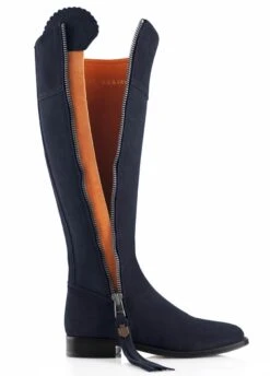 Fairfax & Favor Suede Flat Regina - Navy -Equestrian Sale Store ffreginaflatnavy2rdy