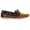 Fairfax & Favor Salcombe Deck Shoe - Tan/Navy -Equestrian Sale Store ffsalcombetannavy3rdy