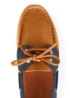 Fairfax & Favor Salcombe Deck Shoe - Tan/Navy -Equestrian Sale Store ffsalcombetannavy5rdy