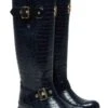 Holland Cooper Sherpa Lined Regency Wellingtons - Navy Croc