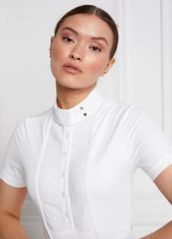 Holland Cooper Short Sleeve Show Shirt - White -Equestrian Sale Store hccompshirtwhite4rdy