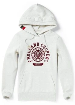 Holland Cooper Collegiate Flock Hoodie - Ice Marl -Equestrian Sale Store holland cooper collegate hood ice marl 3rdy