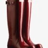 Hunter Womens Original Tall Gloss Wellington Boots - Fall Red -Equestrian Sale Store hunter tall gloss fall red 1rdy