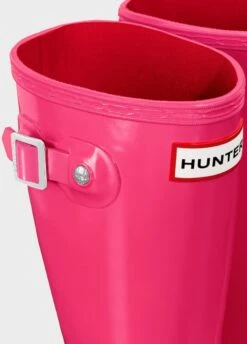 Childs Hunter Gloss Wellingtons - Bright Pink -Equestrian Sale Store hunterchildspink2rdy
