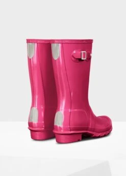 Childs Hunter Gloss Wellingtons - Bright Pink -Equestrian Sale Store hunterchildspink4rdy