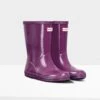 Hunter Kids First Gloss Wellingtons - Violet -Equestrian Sale Store hunterglossviolet2rdy
