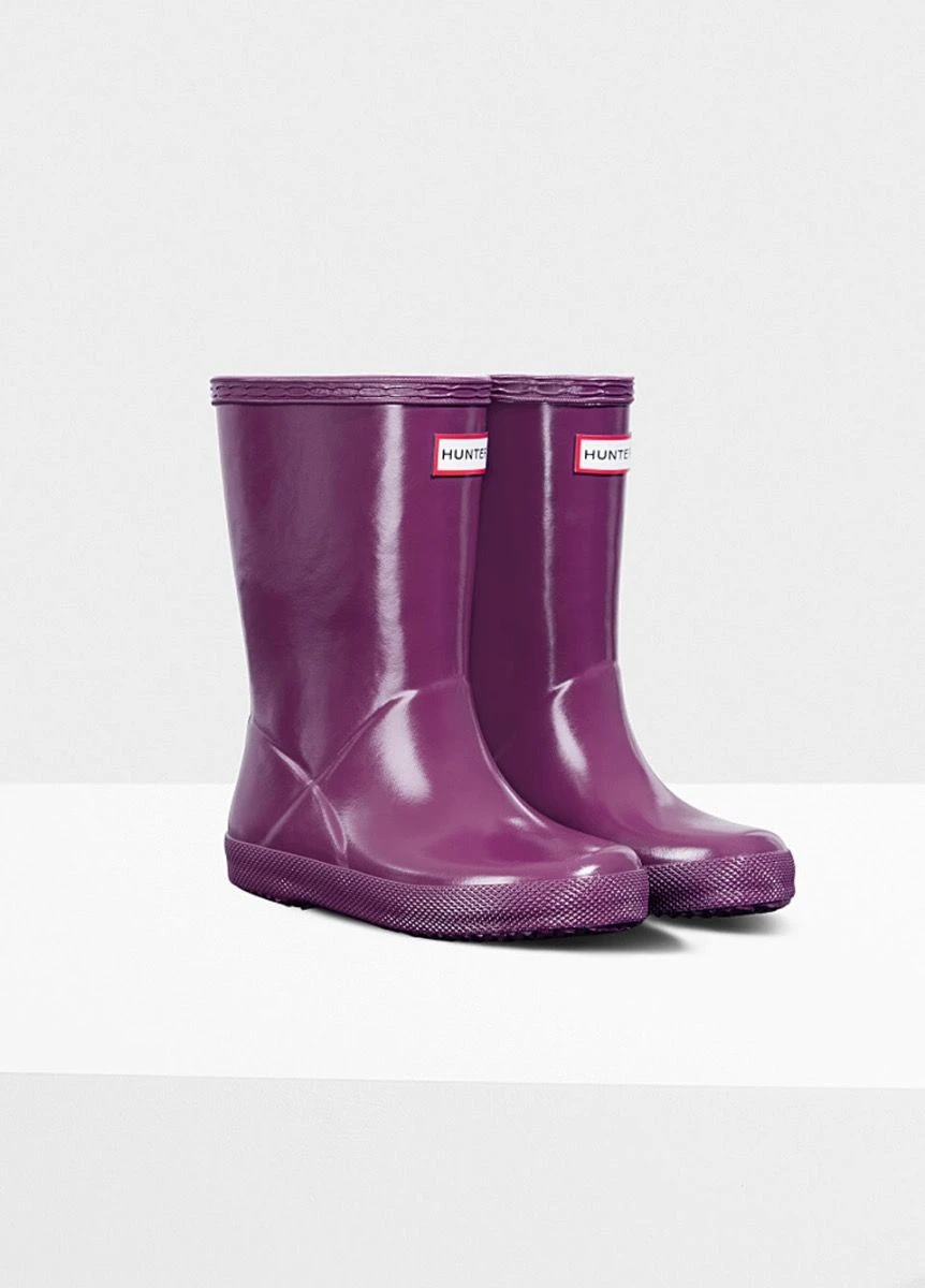 Hunter Kids First Gloss Wellingtons - Violet 3 Hunter Kids First Gloss Wellingtons - Violet