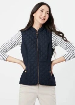 Joules Minx Diamond Quilted Gilet - Marine Navy -Equestrian Sale Store joulesminxgiletnavy3rdy