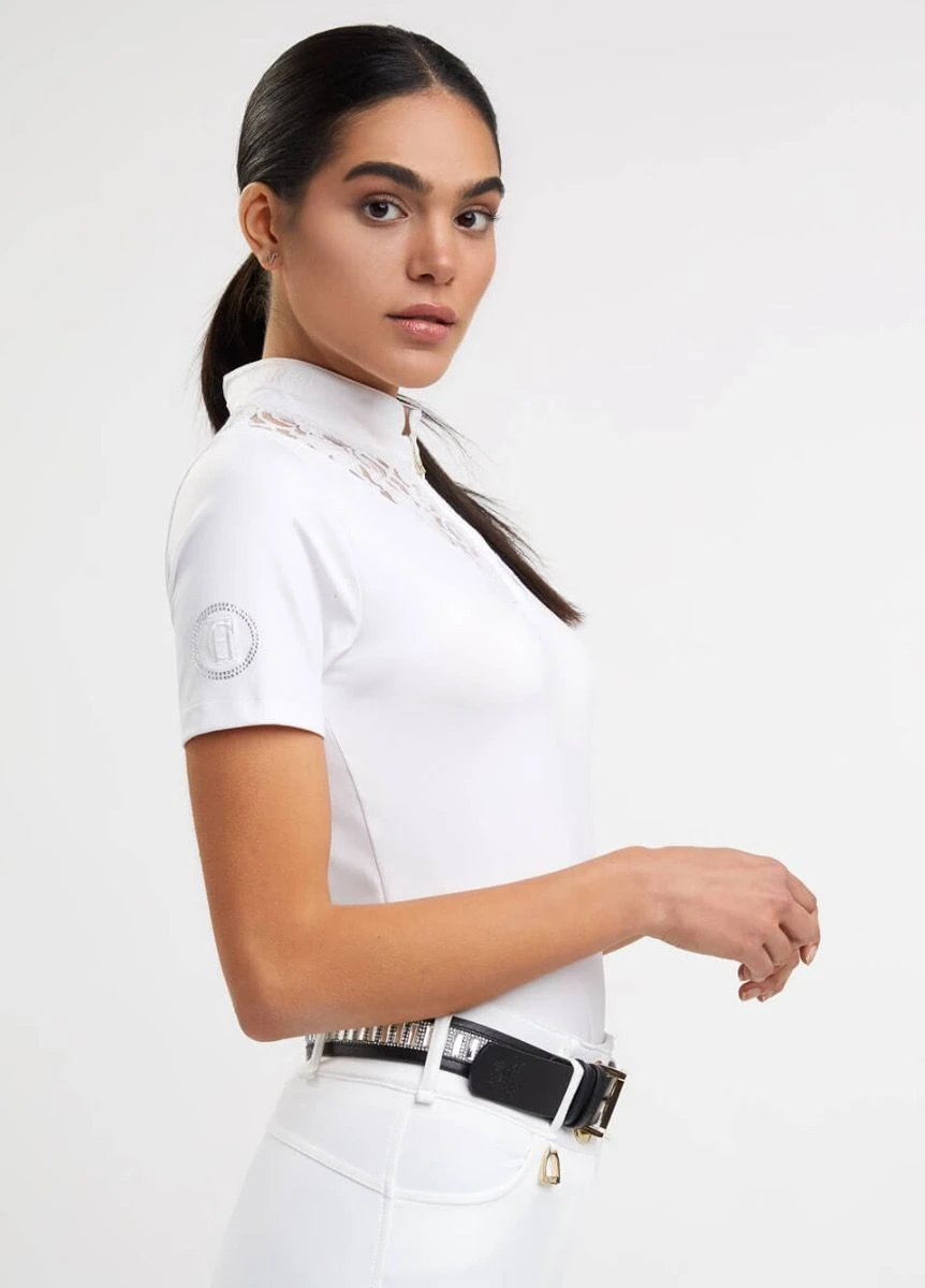 Holland Cooper Equestrian Lace Short Sleeve Base Layer - Ice White 4 Holland Cooper Equestrian Lace Short Sleeve Base Layer - Ice White - Image 2