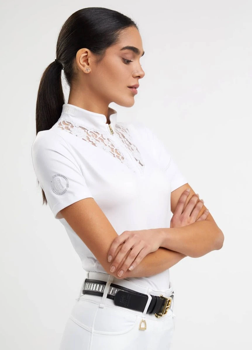 Holland Cooper Equestrian Lace Short Sleeve Base Layer - Ice White 5 Holland Cooper Equestrian Lace Short Sleeve Base Layer - Ice White - Image 3