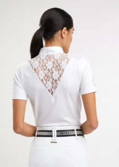 Holland Cooper Equestrian Lace Short Sleeve Base Layer - Ice White 9 Holland Cooper Equestrian Lace Short Sleeve Base Layer - Ice White -Equestrian Sale Store laceshortslvwhtrdy