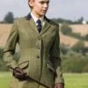 Equetech Ladies Launton Deluxe Tweed Riding Jacket - Green -Equestrian Sale Store laj5