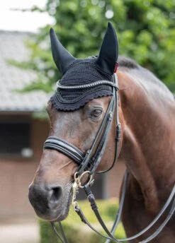 LeMieux Diamante Acoustic Fly Hood - Black -Equestrian Sale Store lemieux diamante fly hood black 3rdy