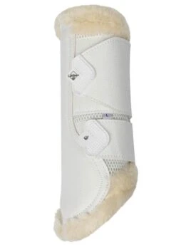 LeMieux Fleece Edged Mesh Brushing Boots - White/Natural -Equestrian Sale Store lmfleeceedgedbootwhite3rdy