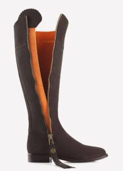 Fairfax & Favor Suede Flat Regina - Chocolate -Equestrian Sale Store reginachoc1