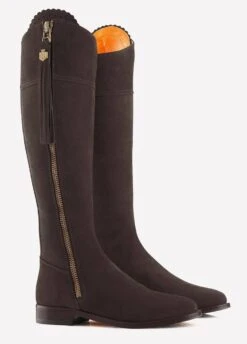 Fairfax & Favor Suede Flat Regina - Chocolate -Equestrian Sale Store reginachoc5