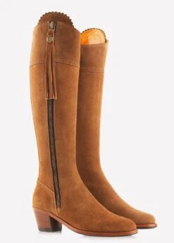 Fairfax & Favor Heeled Regina Suede Boot - Tan -Equestrian Sale Store reginaheeltan5