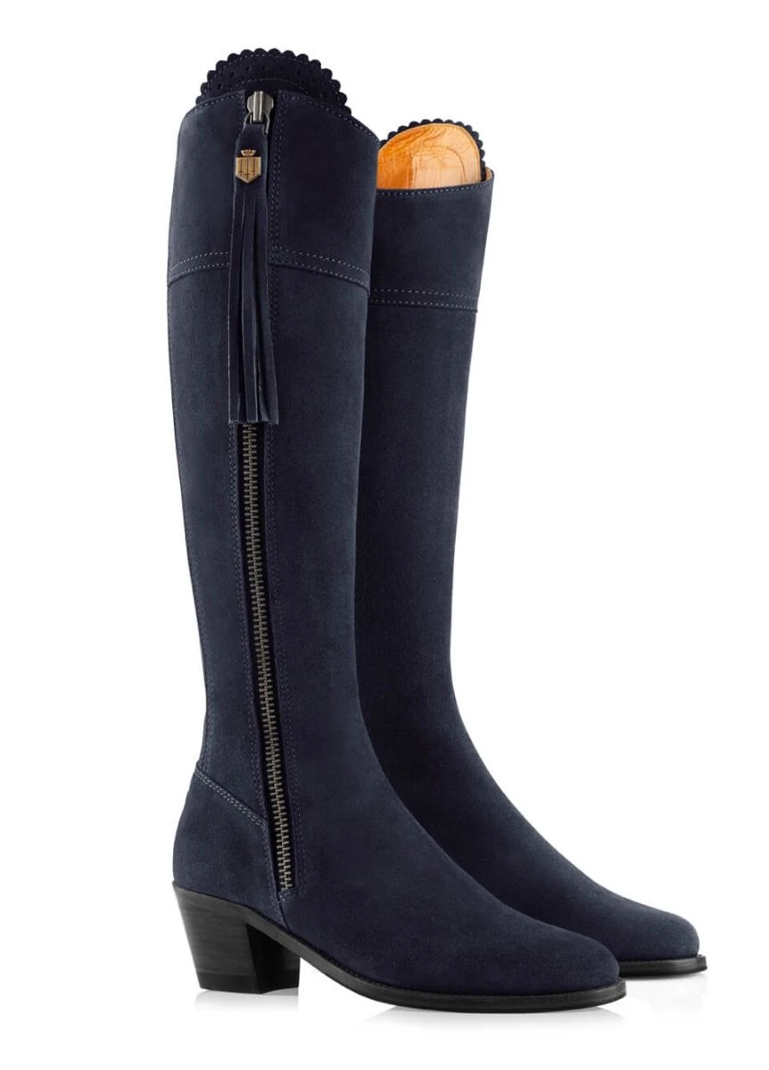 Fairfax & Favor Ladies Heeled Regina Narrow Fit Suede Boot - Navy 4 Fairfax & Favor Ladies Heeled Regina Narrow Fit Suede Boot - Navy - Image 2