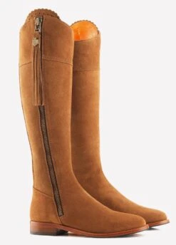 Fairfax & Favor Suede Flat Regina - Tan -Equestrian Sale Store reginatan5