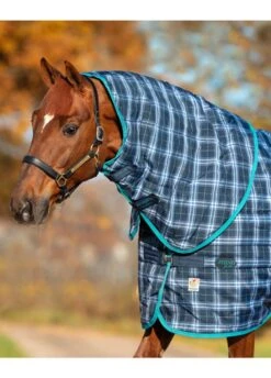 Rhino Original Stable Hood For Heavy - Navy Check/Teal