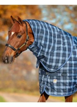 Rhino Original Stable Hood Medium - Navy Check/Indigo